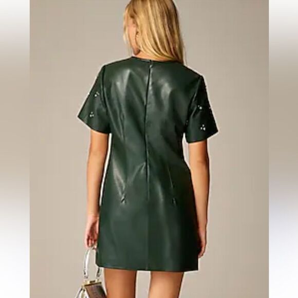 Elegant Green Faux Leather Dress - Picture 4 of 8